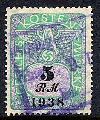 Court Fee Stamp 1938 Five  RM